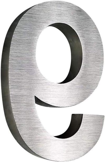 Huisnummer 9 - Adrescijfer Modern - Huis Verfraaien - 3D Design - 20cm Hoog - Geborsteld Staal