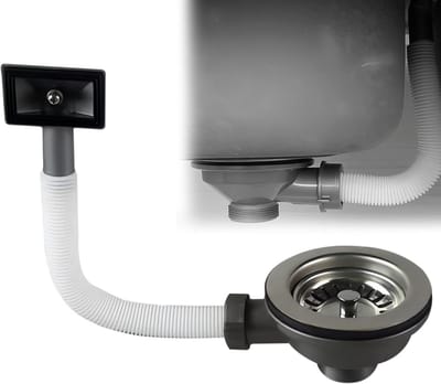 RVS Afvoerputje met Overloop voor Keukenspoelbak 114mm - Universeel Spoelbakzeef