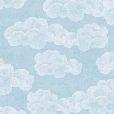 Kinderbehang Profhome 771431-GU vliesbehang glad met wolken mat blauw wit 5,33 m2