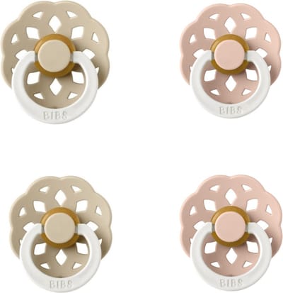 BIBS Boheme Fopspeen set Glow 4 stuks Vanilla Glow 2x en Blush Glow 2x 6-18 maand maat 2
