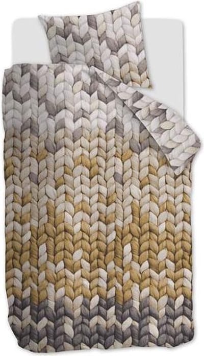 Ariadne at Home Nisa - Dekbedovertrek - Eenpersoons - 140x200/220 cm - Flanel - Ochre