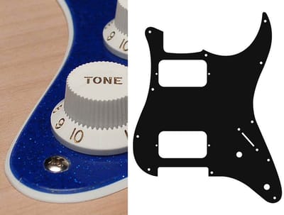 Boston ST-232-SBU pickguard, Stallion, HH, 2 pot holes, 3-5 switch, 2 ply, sparkling blue