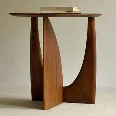 Houten Bijzettafel - Ronde Tafel - Kleine Ruimtes - Massief Hout - 36 kg Draaglast - Bruin