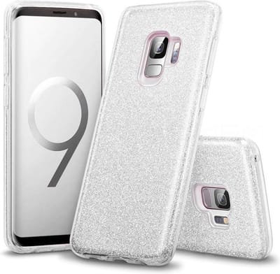 HB Hoesje Geschikt voor Samsung Galaxy S9 - Glitter Back Cover - Zilver
