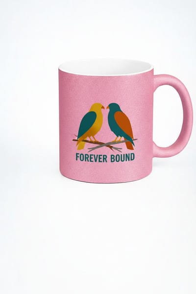 Forever Bound Vogels Mok Roze - Liefdes Beker | Uniek Design Cadeau voor Koppel & Valentijn