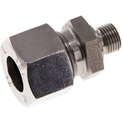 G 1/8'' Buitendraad x 12L RVS Rechte Snijring Koppeling met FKM Afdichting 315 Bar DIN 2353 - FL2S-MC-STFP-018G-12-L