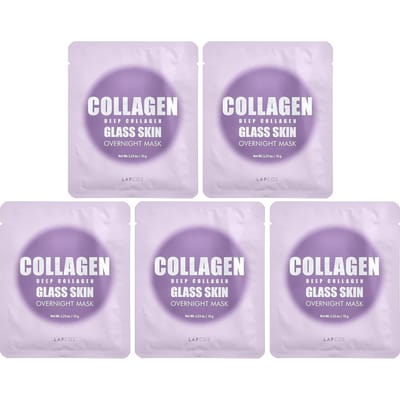 Lapcos Diep Collageen Glas Huid Nachtelijk Schoonheidsmasker, 4 Vellen, 35g (1,23 oz) Elk white