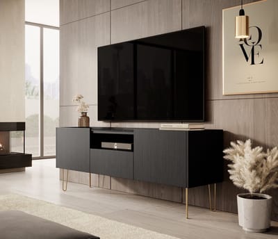 Meubella - TV-Meubel Hacienda - Zwart - 144 cm
