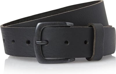Timbelt leren riem zwart - 100% nerfleder - Heren riem / dames riem - jeansriem met zwarte gesp - Riemmaat 85 - totale lengte riem 100 cm | Nikkelvrije gesp