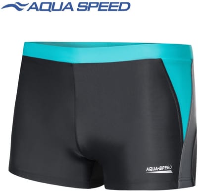 Aqua Speed Dario Heren Zwembroek - Zwemboxer Grijs met Turquoise M
