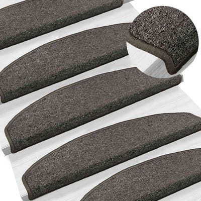 vidaXL - Zelfklevende - trapmatten - 15 - st - 80 - x - 24,5 - x - 3,5 - cm - Donkergrijs