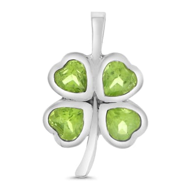 SilverGems zilveren Klavertje vier hanger met Peridoot edelstenen