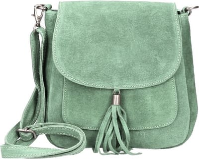 Mint Groene Suède Schoudertas Tassle - Suède - Italiaans Leder - Suède Schoudertassen met kwastje - Mint Groen