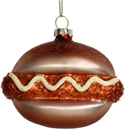 Ornament kerstbal Kroket Sandwich Glas Bruin 8.5 cm HD Collection