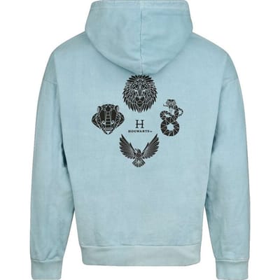Harry Potter Trui met capuchon - Hogwarts - Oversize - M tot L - lichtblauw