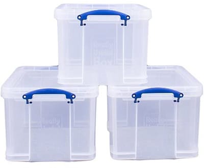 Opbergdozen 3-Pack 35 L - Kleurloos en Transparant
