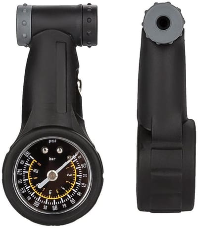 Dailygoods- Bandenspanningsmeter Hoogwaardig Kunststof - Bandenmeter - Fietsaccessoire - Draagbaar - Geschikt voor Presta/Schrader - Meetbereik 0-160 psi