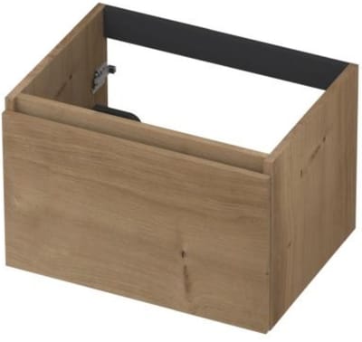 INK - Onderkast 1L Greeploos Houten Keerlijst Fineer - 600x450x400 Mm - Ash Grey Fineer
