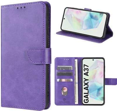 Solidenz Hoesje - geschikt voor Samsung Galaxy A37 Bookcase - Telefoonhoesje met Pasjeshouder - Paars