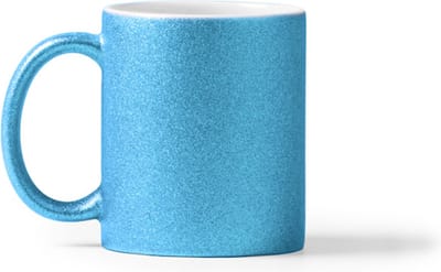 Keramische light Blauwe mok met glittereffect is speciaal ontworpen voor sublimatie en heeft een inhoud van 350 ml.