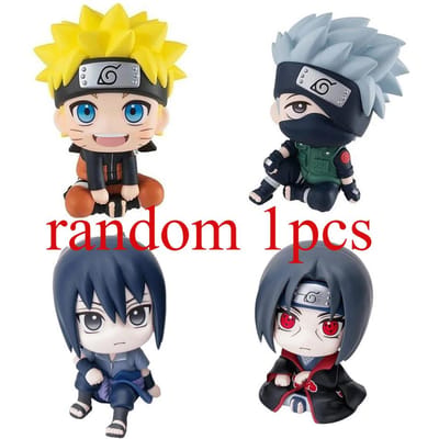 Mooie Anime Naruto Figuur Naruto 9cm Kakashi Actiefiguur Q Versie Kawaii Sasuke Itachi Figuurtje Auto Decoratie Verzameling Model black