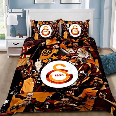 Ensemble de literie Galatasaray imprimé en 3D, Housse de couette et taies d'oreiller avec logo de club de football pour adulte, fille, garçon, cadeau, cadeau d'anniversaire 100x135cm