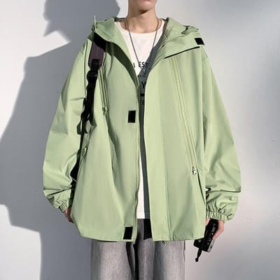 Jas Heren Lente en Herfst Nieuw Hong Kong Stijl Grote Maat Jas met Capuchon Lange Mouwen Casual Los Veelzijdig Top 5XL beige