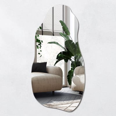Wallfluent Wandspiegel - Organische Spiegel - 45 cm x 90 cm - Organische Vorm Spiegel - Spiegel Onregelmatig - Boho Spiegel - Wandspiegel Asymmetrisch - Spiegel Voor Badkamer - Decoratieve Spiegel - Spiegel Met Onregelmatige Vorm