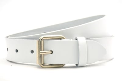 Leren kinderriem wit 3 cm breed - Witte Kinder riem - Echt Leer - Maat: 75 - Totale lengte riem: 90cm