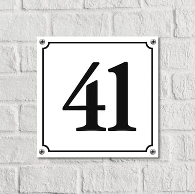 Huisnummerbord Wit Dibond Deluxe - Nummer 41 - incl. bevestiging | - naambord - nummerbord - voordeur