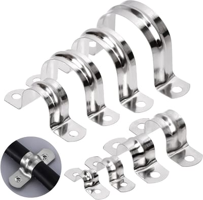 50 Stuks M8 Pijp Tape Klem, RVS 304, 2 Gaten, Stevige Beugel voor Buizen, Kabelbevestiging en Tension Clip voor Diverse Toepassingen