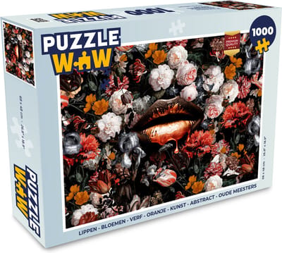 Puzzel Lippen - Bloemen - Verf - Oranje - Kunst - Abstract - Oude meesters - Legpuzzel - Puzzel 1000 stukjes volwassenen