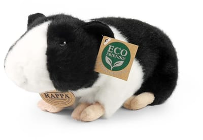 Rappa ECO knuffel cavia 22 cm - realistische knuffel van recyclede PET flessen - zwart wit