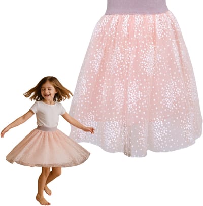 Joya Kids® Zacht Roze Verkleedrok met Tule | Verkleedjurk Meisje | Rok met Witte Madeliefjes | Verkleedrok met tule laag | Verkleedkleding | Meisje Verkleedset | Stijlvolle Verkleed | Maat S