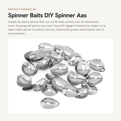 Dailygoods- Spinner Baits 50 Stuks - DIY Tuigage - Metalen Lepel - Roestvrij Staal - Goud/Zilver - Geschikt voor Visoogst - Visaas