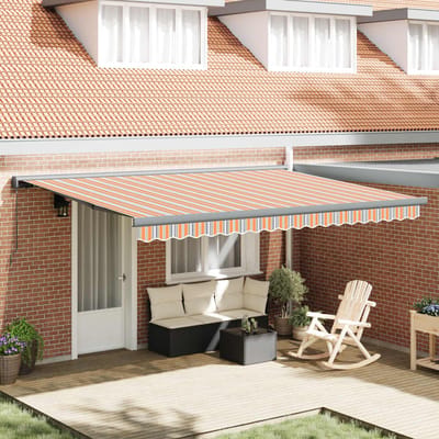 vidaXL - Uitschuifbare - luifel - Oranje - en - Grijs - 400 - × - 300 - cm