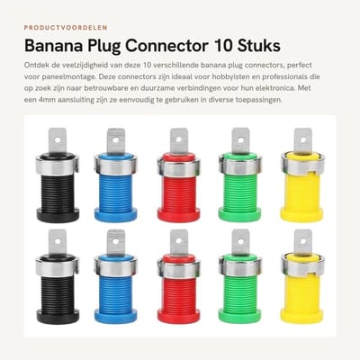 Dailygoods - Banana Plug Connector - 10 Stuks - Voor Paneelmontage - Maximaal Duurzaam - 4mm Banana Plug - Kleurvariaties - Geschikt voor Elektronica