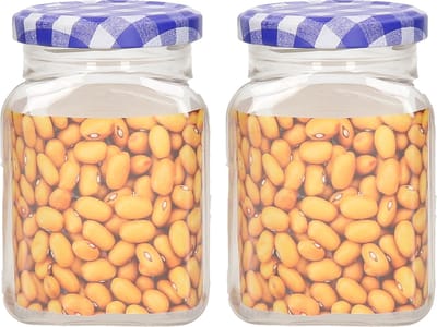 Plasticforte Weckpot/inmaakpot Classic - 2x - 375ml - kunststof - draaideksel - blauw - D7 x H11 cm