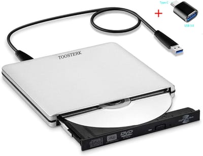 Externe CD/DVD Speler USB 2.0 – Compatibel met , Laptop en Windows 7/8 PC Zilver