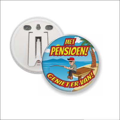 Button Met Clip 58 MM - Met Pensioen - Vissen