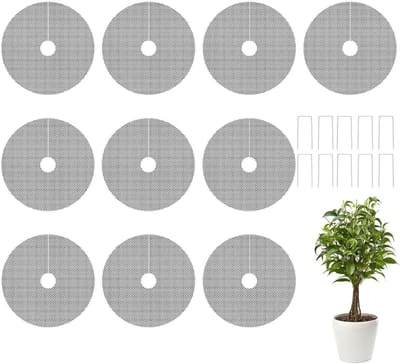 Plantenpot Hoezen - Gaas Inleg - Bescherming Tegen Dieren - Snijdbaar Ontwerp - 10 Stuks - Zwart