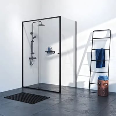 Sealskin - Douchedeur + Zijwand Contour 140 X 200cm - Zwart Profiel - 6 Mm Helder Glas