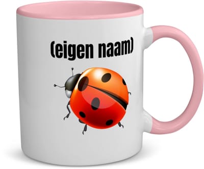 Akyol - lieveheersbeestje met eigen naam koffiemok - theemok - roze - Lieveheersbeestje - lieveheersbeestje liefhebbers - iemand die houdt van lieveheersbeestjes - verjaardag - cadeau - kado - 350 ML inhoud