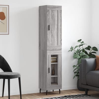 vidaXL - Hoge - kast - 34,5x34x180 - cm - bewerkt - hout - grijs - sonoma - eikenkleurig