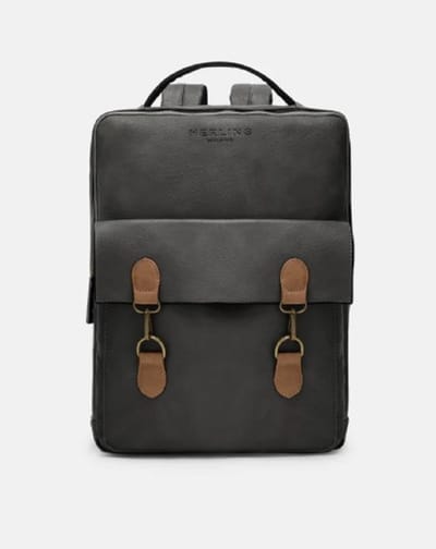 Herling - Rugzak - Reizen - Wandelen - School - Magnus - Uniseks - Vintage stijl - Antraciet Grijs/Koffie bruin - Hoogwaardig Pu leder
