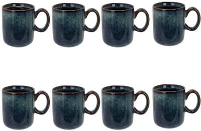 Cosy & Trendy koffie mok Bilbao - 8x stuks - blauw - 170 ml - drink mokken - keramiek