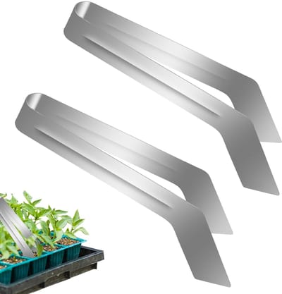 Dailygoods- Transplantatietang - Roestvrij Staal - 2 Stuks - Tuinplanten - Zaailing Verwijderen - Vermindert Wortelschade - Geschikt voor Binnen/Buiten - Plantenverplantingstool