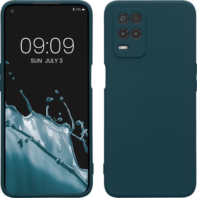 kwmobile telefoonhoesje geschikt voor Realme 8 (5G) / Narzo 30 (5G) - Hoesje voor smartphone - Precisie camera uitsnede - TPU back cover in mat petrol