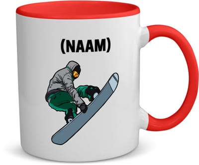 Akyol - snowboard met eigen naam koffiemok - theemok - rood - Snowboarden - snowboarders - wintersport - 350 ML inhoud