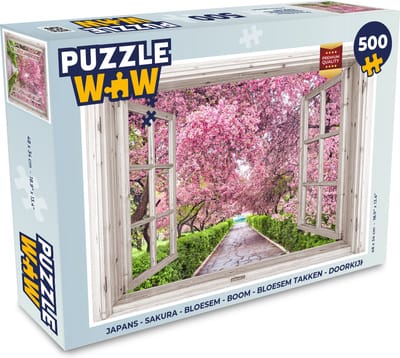 Puzzel Japans - Sakura - Bloesem - Boom - Bloesem takken - Doorkijk - Legpuzzel - Puzzel 500 stukjes